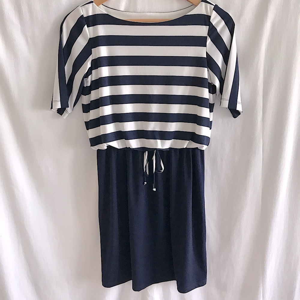 Striped navy blue dress